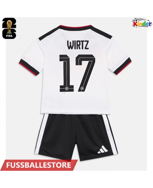 Günstige Deutschland Florian Wirtz #17 Heimtrikotsatz Kinder WM 2026 Kurzarm (+ Kurze Hosen)